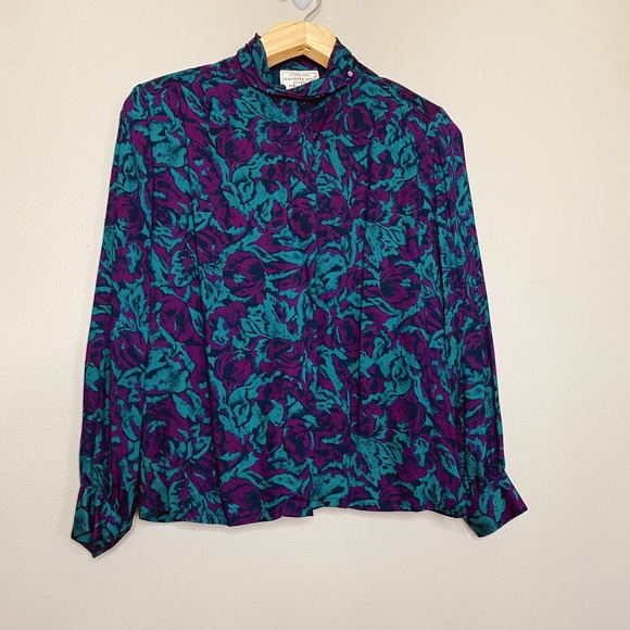 Tops - Country Sophisticates by Pendleton Blouse Button Up Abstract‎ Floral size 10